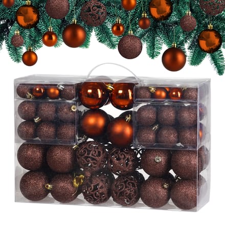 Casaria Kerstballen - Set van 100 Mat Glanzend Ø 3 4 6cm - Koper Bruin