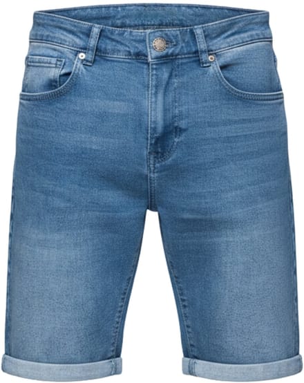 OMBRE Korte Broek - Loose Fit - Katoen - Rits Indigo S