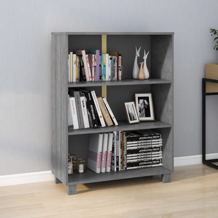 vidaXL - Boekenkast - HAMAR - 85x35x112 - cm - massief - grenenhout - donkergrijs