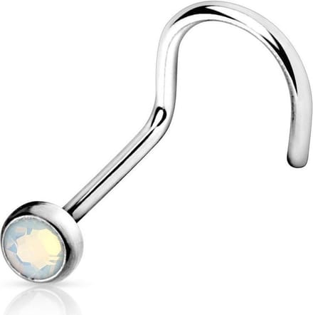 Neuspiercing U-bocht Opal Press Fit 0.8x6x2 - Wit - LMPiercings