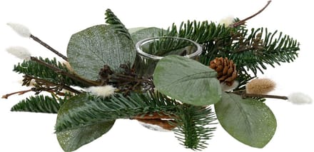 Theelichthouder met kerstgroen