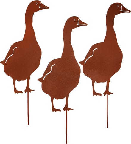 UNUS® Tuinsteker gans set van 3, tuindecoratie in roestlook