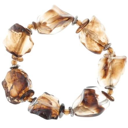 Behave - Kralenarmband bruin elastisch natuurlook - boho stijl