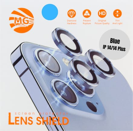 Geschikt Voor iPhone 14 / 14 Plus Camera Lens Protector - Blauw - Eenvoudige Installatie - Camera Protector iPhone 14 / 14 Plus - Roestvrij Staal - Gehard Glas - Screenprotector