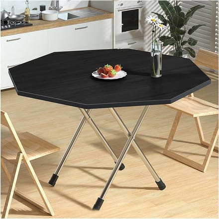 Opvouwbare Eettafel - Klaptafel - Eten en Werken - Ruimtebesparend Ontwerp - Achthoekig - Zwart