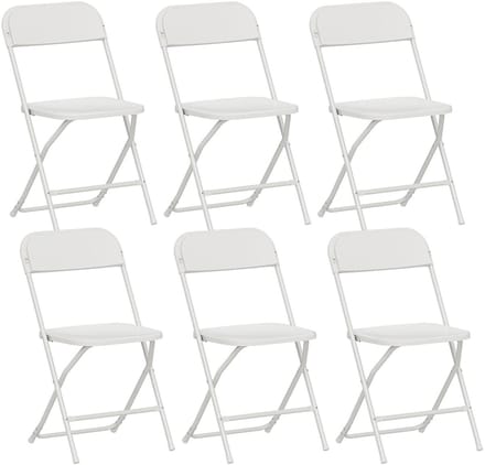 Pugsdrly - Klapstoelen - Set van 6 opvouwbare stoelen - Met afvoergaatjes - Stalen frame - Wit