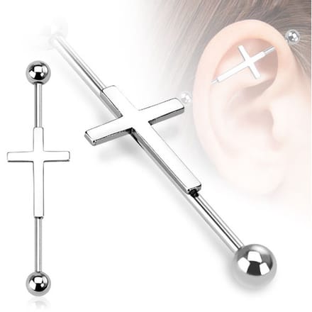 Industrial piercing kruis - zilver - LMPiercings