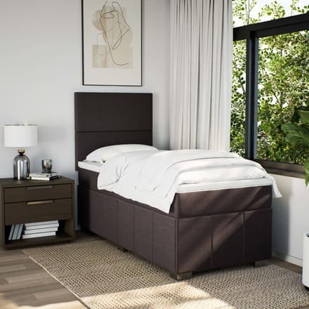 vidaXL - Boxspring - met - matras - stof - donkerbruin - 100x200 - cm