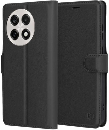 Hoesje geschikt voor OnePlus 13R - Techsuit Leather Folio Book Wallet Case - Zwart