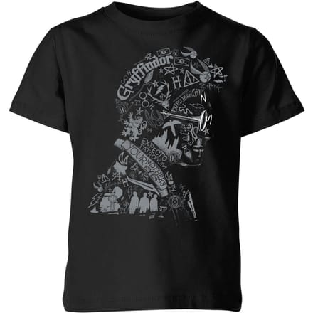 Harry Potter Harry Potter Head kinder t-shirt - Zwart - 122/128 (7-8 jaar)