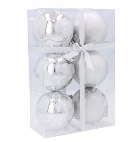 6x Kerstballen 8 cm Zilver Mix Patronen - Onbreekbaar