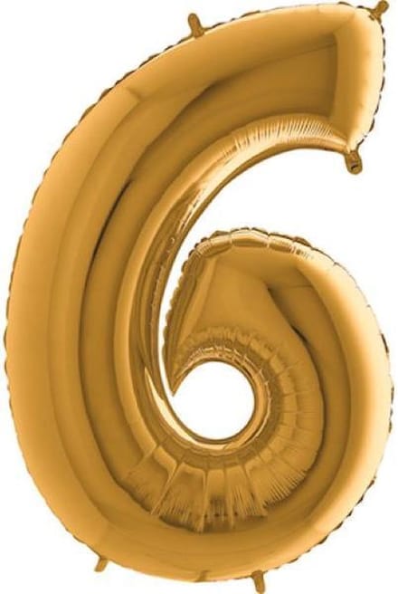 Folieballon - cijfer 6 - goud - Grabo Balloons - 66cm