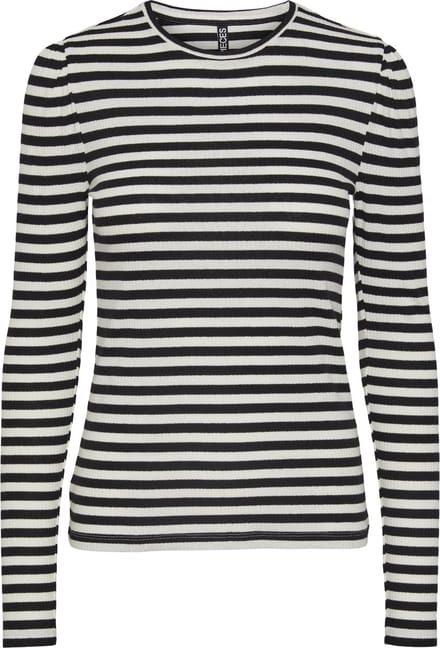 Pieces T-shirt Pcruka Ls Puff Top Noos 17133701 Cloud Dancer/black Dames Maat - XS