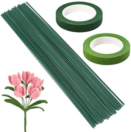 80 Stuks Groene Bloemendraad 30cm met Bloemistentape voor Bloemschikken en Knutselen