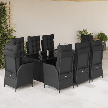 vidaXL - 9-delige - Tuinset - poly - rattan - zwart