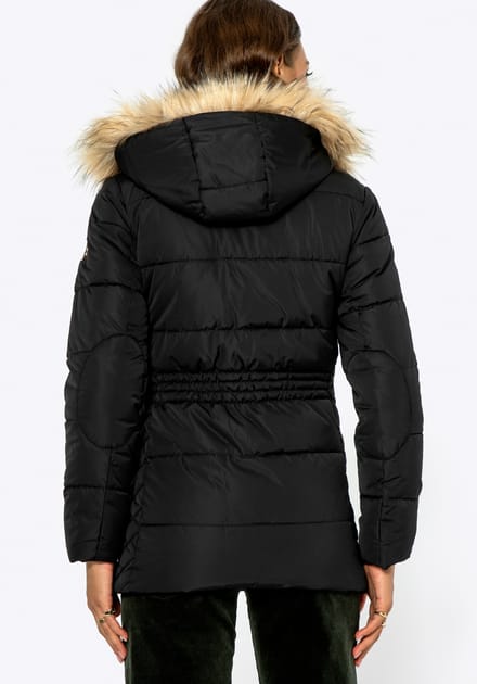 Wittchen Dames Gewatteerde Jas met Monogram Zwart Polyester