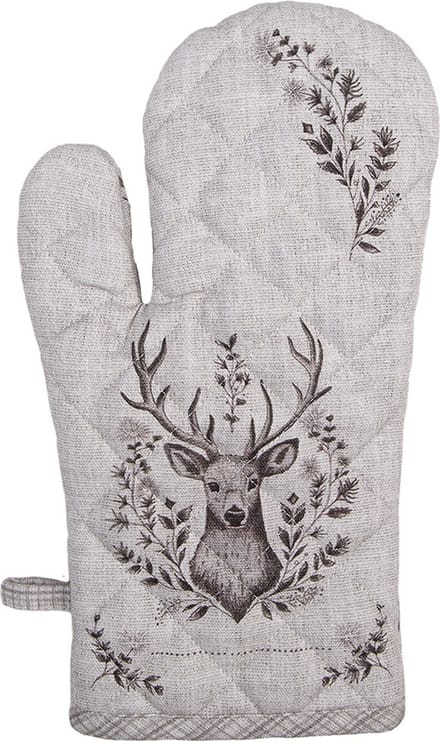 Clayre & Eef Ovenwant 18x30 cm Beige Katoen Hert