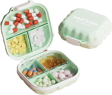 Pillendoos met 7 Compartimenten voor Medicijnen - Draagbare Reispillendoos voor Tabletten en Dagelijkse Zorg, Groen