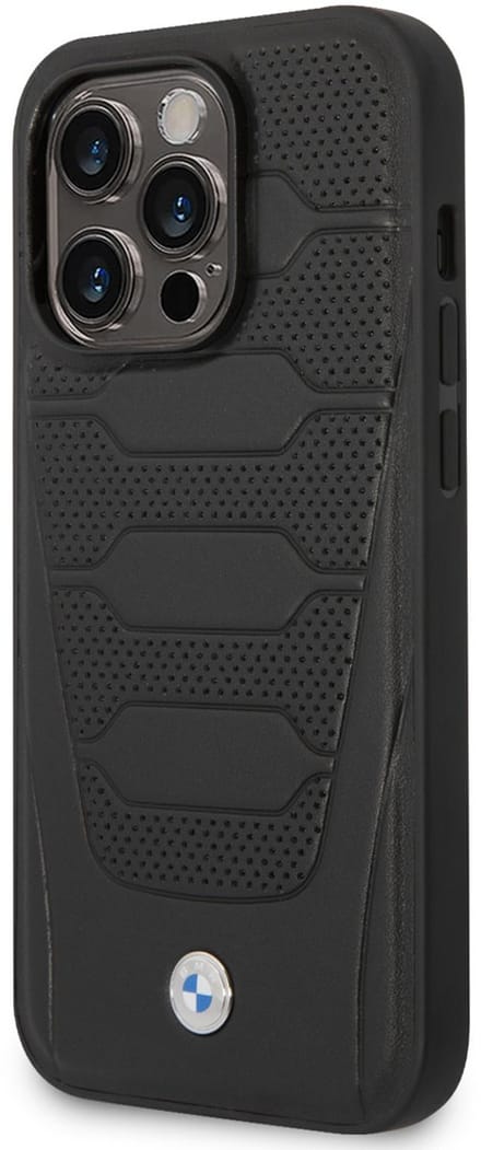BMW Leather Seats Pattern Back Case - Geschikt voor Apple iPhone 14 Pro Max (6.7") - Zwart