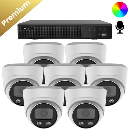 7x Beveiligingscamera set – Bedraad – Sony Dome Premium AI-ISP 8MP Full Color UltraHD 4K – Wit