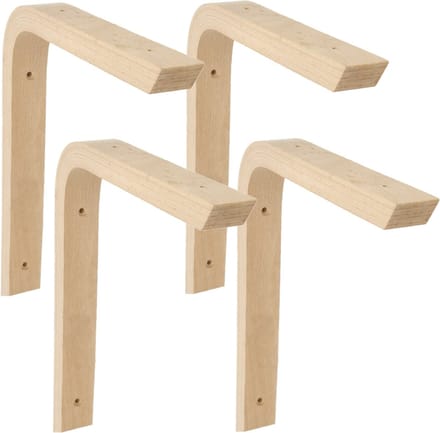 AMIG Plankdrager/planksteun van hout - 4x - lichtbruin - H250 x B200 mm - boekenplank steunen