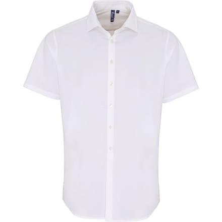 Premier Heren Rekken Pasvorm Poplin Korte Mouwen Shirt (Wit)
