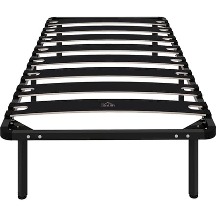 HOMCOM Bedframe - Populierenhout, Staal - 90x190x33cm - Zwart