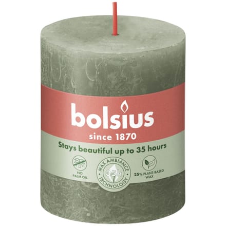 Bolsius - Rustiek stompkaars - 80/68 - 1 Stuk - Fresh Olive