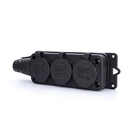 Power Solid 3-weg stopcontact IP44 zwart (Europese Stekkerdoos) - PWC163VR