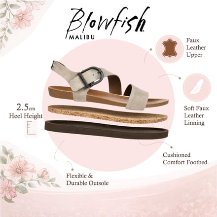 Blowfish Malibu Dames Cloud Zilveren Voetbed Rem Platte Sandals - Lance