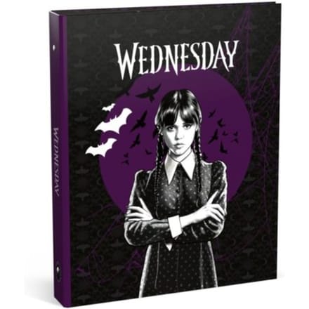 Lannoo Graphics - WEDNESDAY RINGBAND A4, 23 RINGEN BLACK / PURPLE / WEDNESDAY
