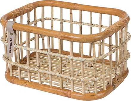 Basil Green Life Fietsmand M - Voor - Ecologisch Rotan - Medium - Bruin - 18 Liter