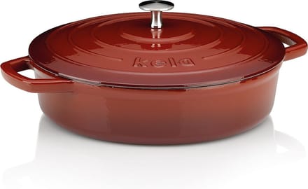 Braadpan, Gietijzer, Laag, Rood, 28 cm - Kela | Calido