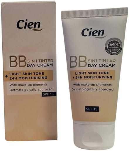 Cien BB Cream 5-in-1 Light SPF15 – Getinte Gezichtscrème – Lichte Dekking – 50 ml
