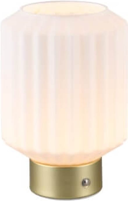 REALITY LORD - Tafellamp - Messing mat - incl. 1x SMD 2W - Touch functie - Oplaadbaar - Witte glas