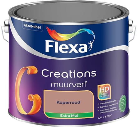Flexa - Creations Muurverf Extra Mat - Koperrood - Mengverf - 2,5 L