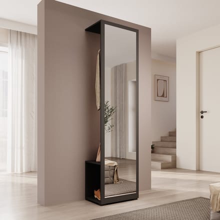 Meubella - Deacon - Halkast - Zwart - 50x35x189 cm