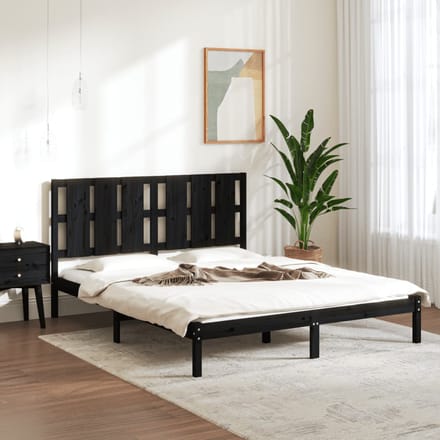 vidaXL - Bedframe - massief - hout - zwart - 150x200 - cm