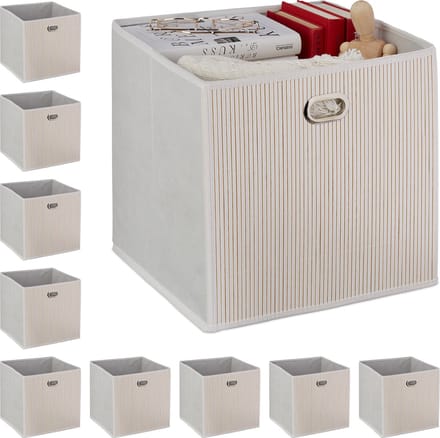 10x opbergmand bamboe - opbergbox opvouwbaar - stoffen opbergdoos - wit