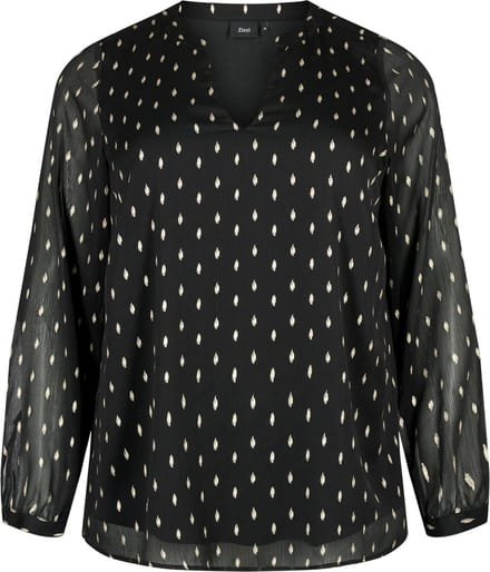 ZIZZI CABIX, L/S, BLOUSE Dames Blouse - Black - Maat S (42-44)