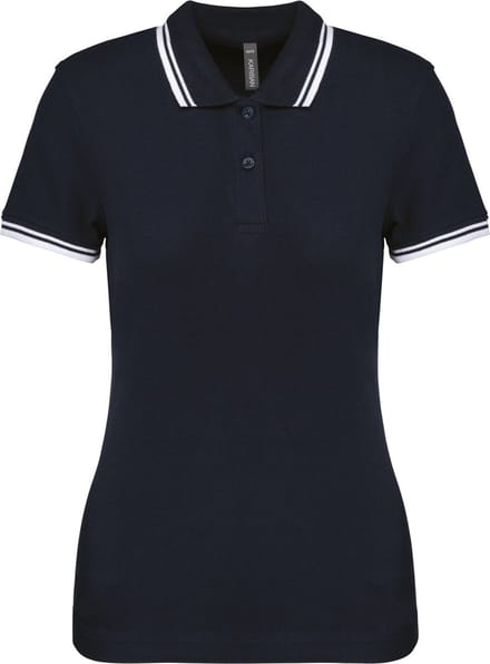 Kariban Gestreepte damespolo korte mouwen K273 - Navy / White - M