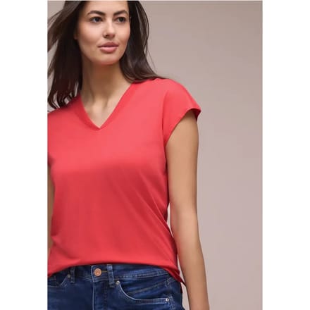 Shirt met overhangende schouders en V-hals