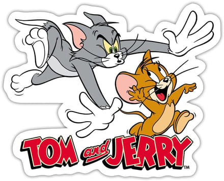 Tom En Jerry Kat-En-Muisspel Sticker Maat S (max. 10 x 10cm)