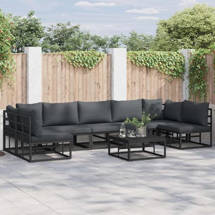 vidaXL - Tuinbank - Set - 7 - st - Zwart - Aluminium