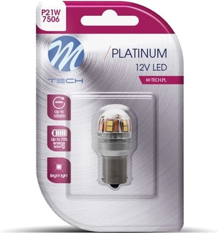 M-Tech Platinum LED P21W / BA15s 12V - 15x Led diode - Canbus - Wit - Enkel