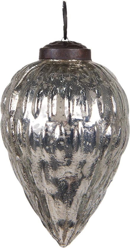 Clayre & Eef Kerstbal Overig Ø 6 cm Zilverkleurig Glas Kerstballen