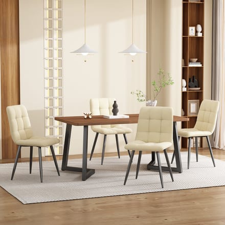MODFU - Eethoekset - 5-Delig - Modern - Voor Keuken Of Eetkamer - MDF En Metaal - Walnootkleur