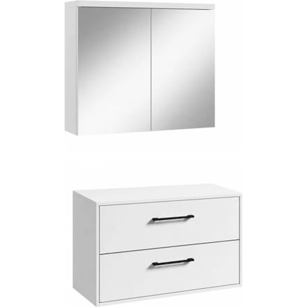 Badplaats Wastafelkast Florence 80 x 46 cm - Hoogglans Wit - met Spiegelkast