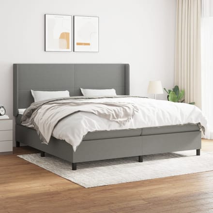 vidaXL - Boxspring - met - matras - stof - donkergrijs - 200x200 - cm