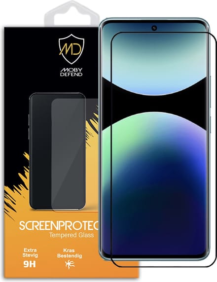 MobyDefend Screenprotector - Geschikt voor Xiaomi Redmi Note 14 Pro Plus - Screensaver Met Zwarte Randen - Gehard Glas